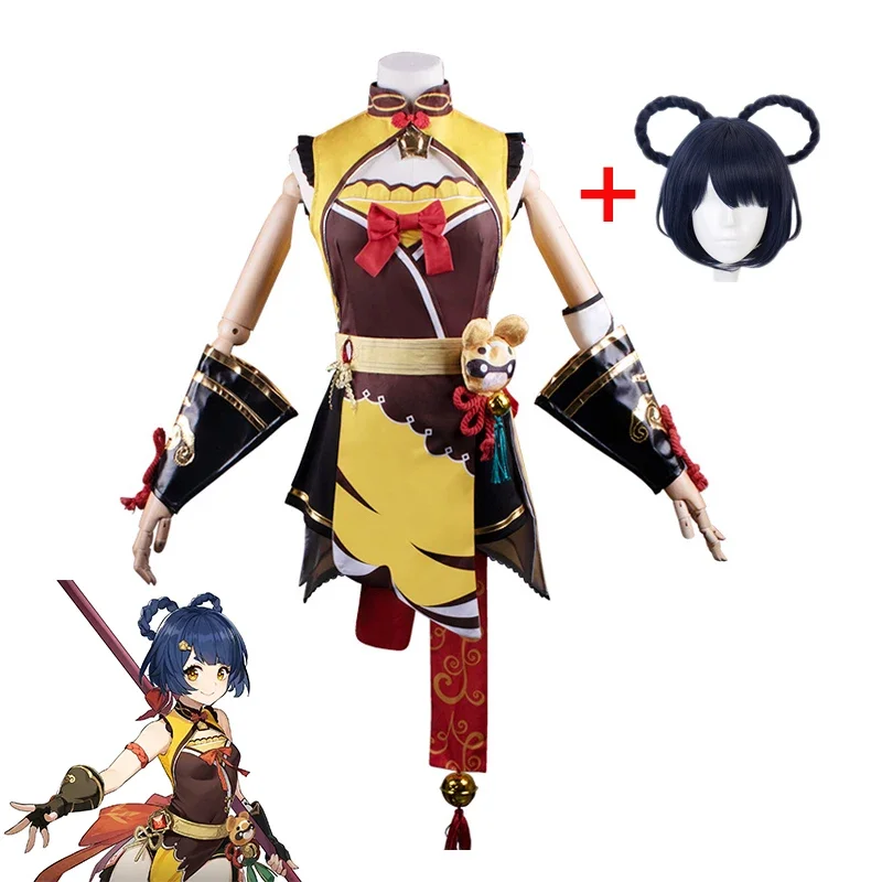 Genshin Impact Хэллоуин женский костюм Liyue Xiang Ling полный косплей для комиксов включая