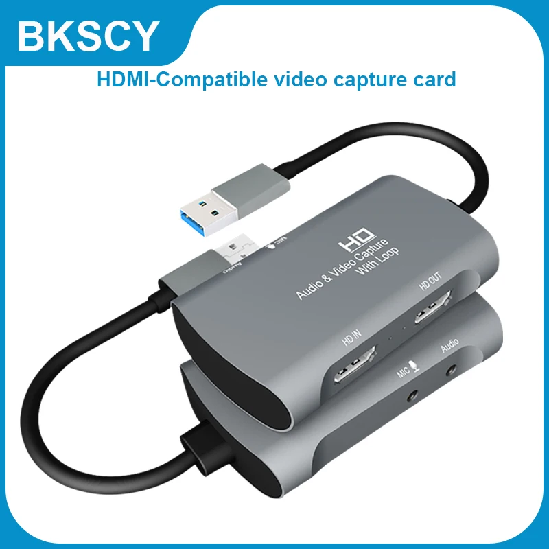 

USB 3.0 to USB HDMI-Compatible Video Card 4K HDMI-Compatible Video Capture Card Loop Port for Live Steaming Camera Recording