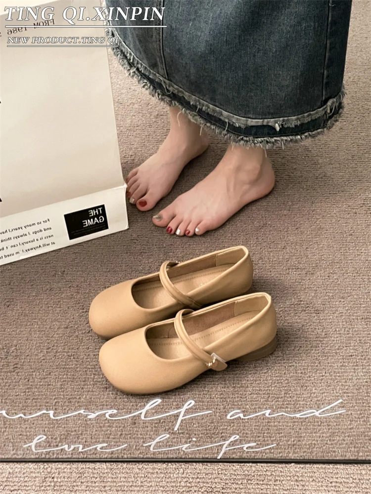 Туфли женские с круглым носком удобная летняя обувь скандалы Мэри Джейн открытым