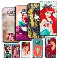 the little mermaid lovely for xiaomi poco m4 m3 c3 x4 x3 x2 f3 x2 f1 pro nfc gt mi play mix 3 a2 lite black phone case capa