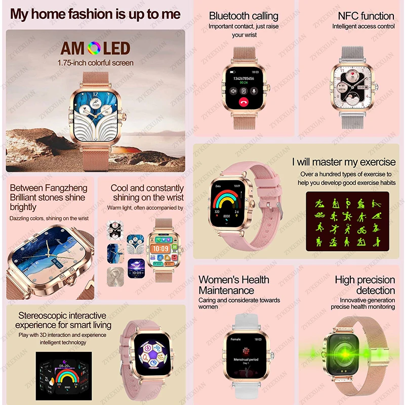 Новинка 2024 умные часы для женщин водонепроницаемые Bluetooth фитнес-трекер женские