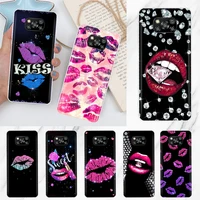sexy kiss lips phone case coque for xiaomi poco x3 pro f3 m3 f1 x3 nfc m2 mi 11 lite 5g 11 ultra note 10 pro 9t 10t cover funda