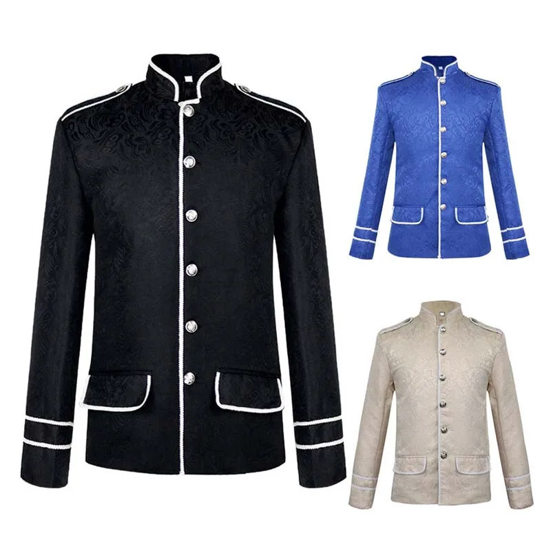 

Men's Steampunk Jacket Medieval Victorian Retro Coat Gothic Vintage Military Blazer Halloween Party Uniform