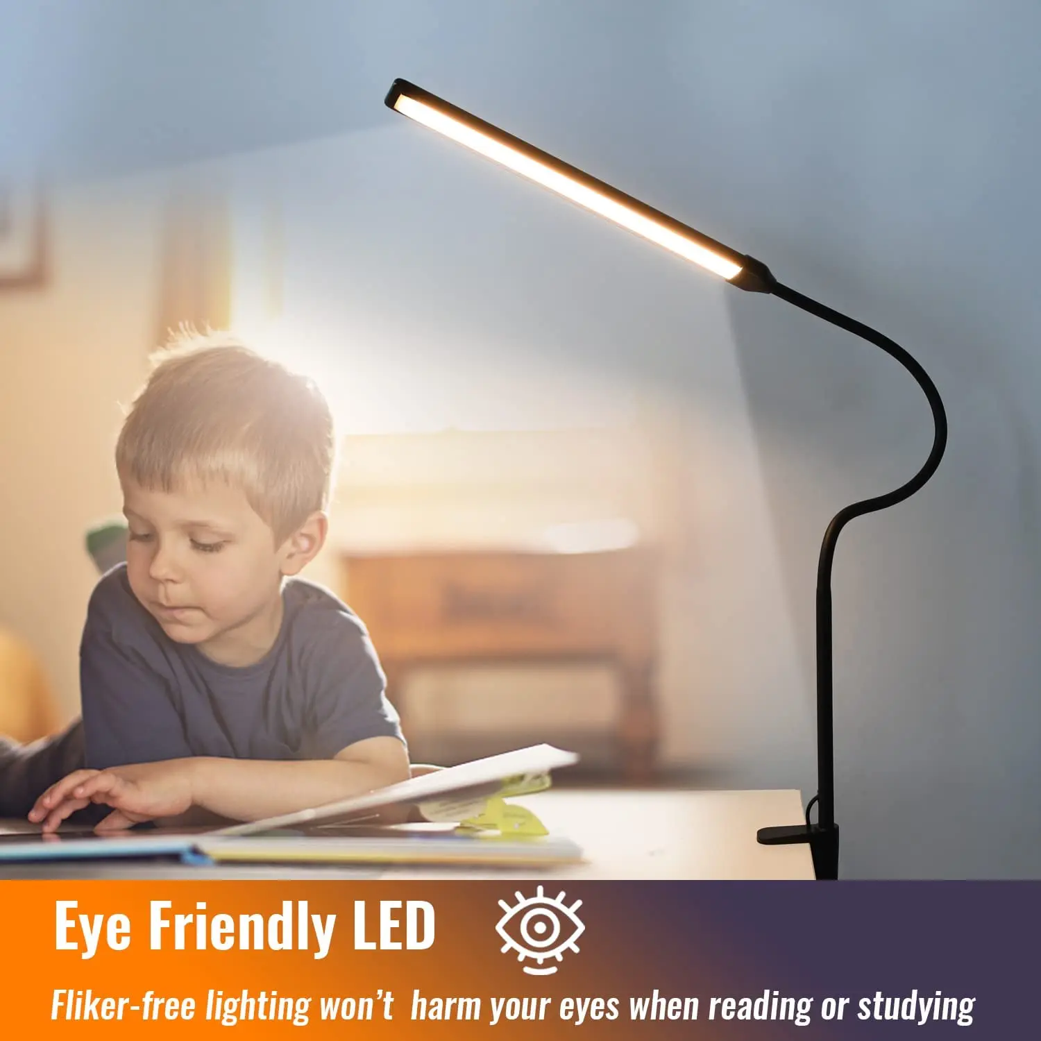 

LED Desk Lamp Eye-Care Dimmable Reading Light with Clamp 3 Modes 10 Brightness Diming Table Lamp for Office/Study/Working