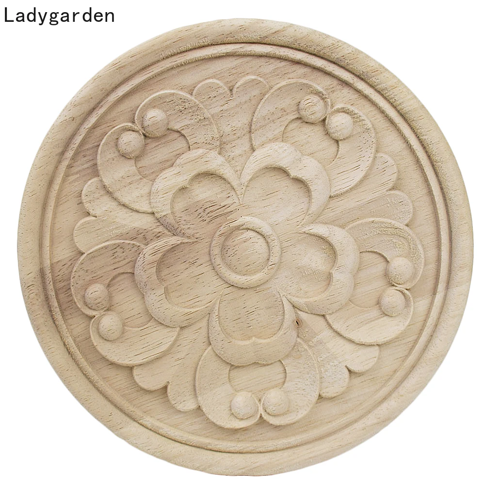 

Wood Appliques Carving Frame for Furniture Cabinet Door Bed Home Decor Wooden Figurine Flower Pattern Miniature Desk Decoration