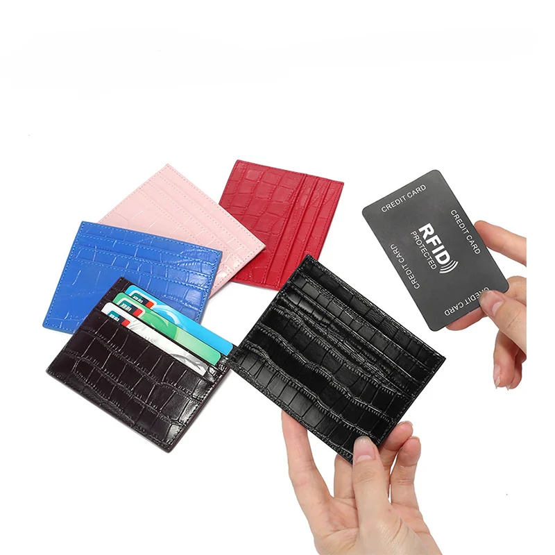 6 Card Slot Purses Ultra Thin Business Bank Credit Card Holder Wallet Simple Black Unisex Small Coin Cards Cover Pouch Case Bag