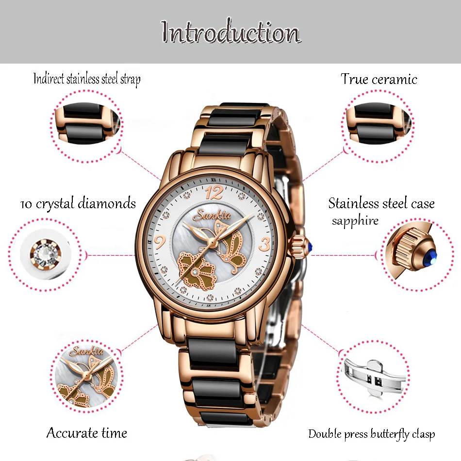 Women Quartz Watch Ladies Simple Butterfly Flower Wrist Watches Luxury Brand Bracelet Watches Female Waterproof For Mother Gitfs