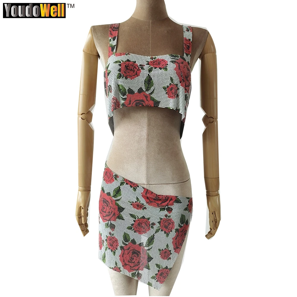 Пикантный костюм Y2k юбка с розовым узором женское платье для ночного клуба