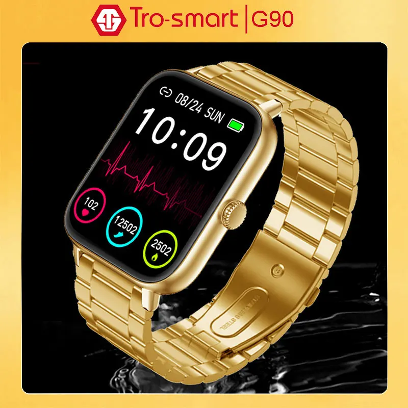 Gold Smart Watch Men Women Fast Charge Smartwatch Golden Smart Clock For Android IOS Fitness Tracker Smart-watch Trosmart G90