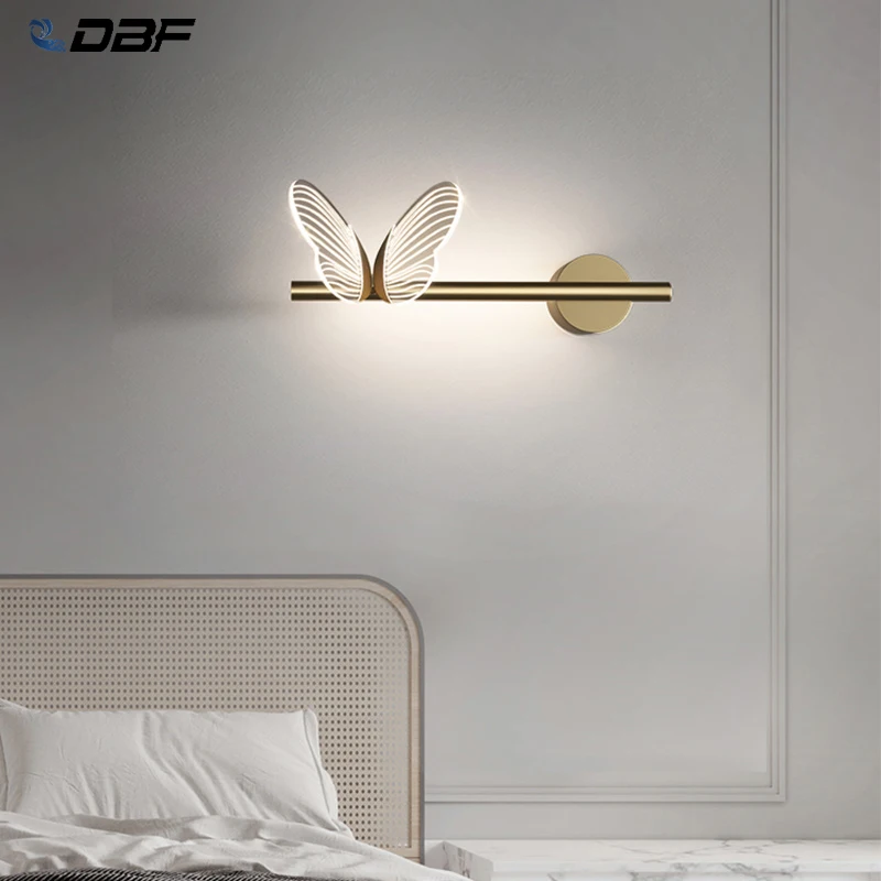

Nordic Butterfly LED Wall Lamp Indoor Lighting For Home Living Room Decoration Luxury Bedside Lamps Bed Night Light Aisle Decor