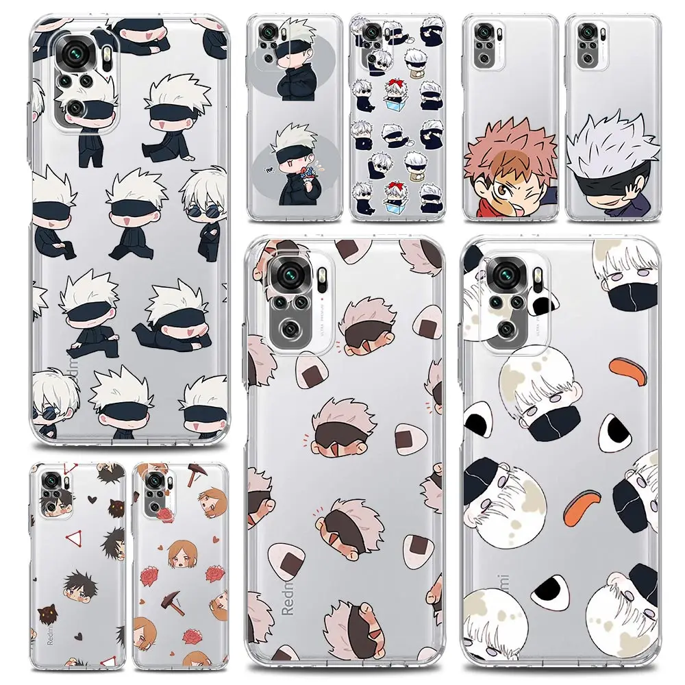 

Anime jujutsu kaisen Cute Phone Case For Xiaomi Redmi Note 11 9S 9 8 10 Pro 7 8T 9C 9A 8A K40 Pro 11T 5G Soft Clear Cover Coque