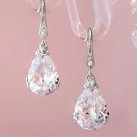 new classic water drop shape cubic zircon women wedding drop earrings silver color high quality female timeless earring jewelry