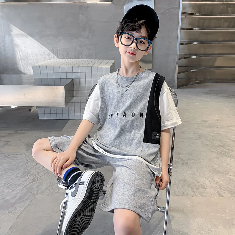 Baby Boys Summer Clothing Sports Sets Loose T-shirt+Short Pants 2pcs Suits Boys Tarcksuit Clothes 4 5 6 7 8 10 11 13 14 Years