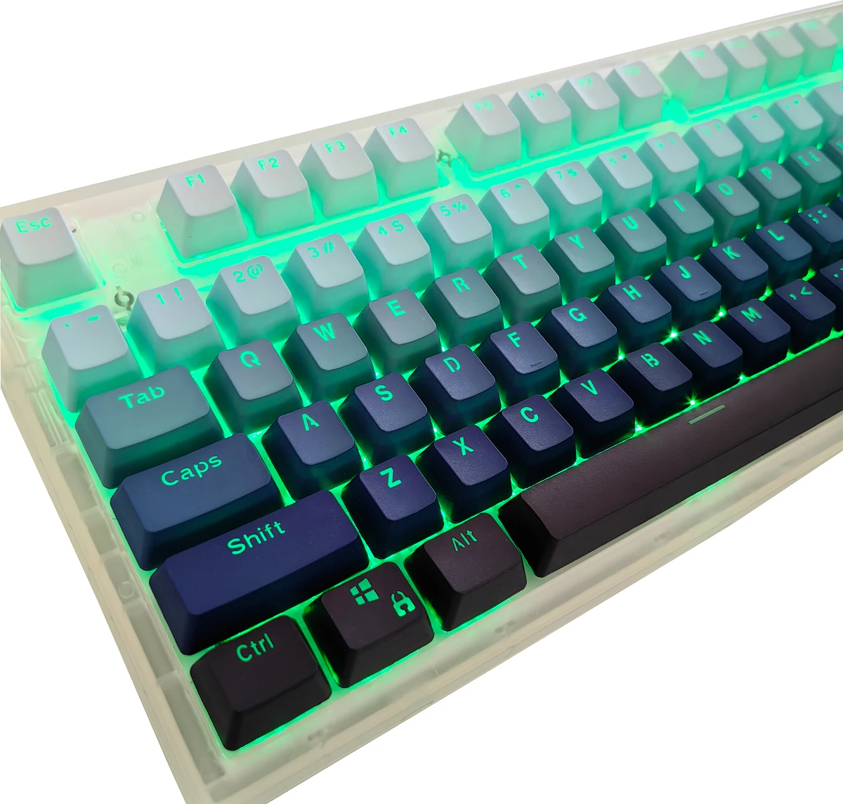

Gradient Keycap Backlight PBT Dip-Dyeing Word Transparent Simple Double Skin Frost Blue Rainbow For Mechanical Keyboard Key Caps