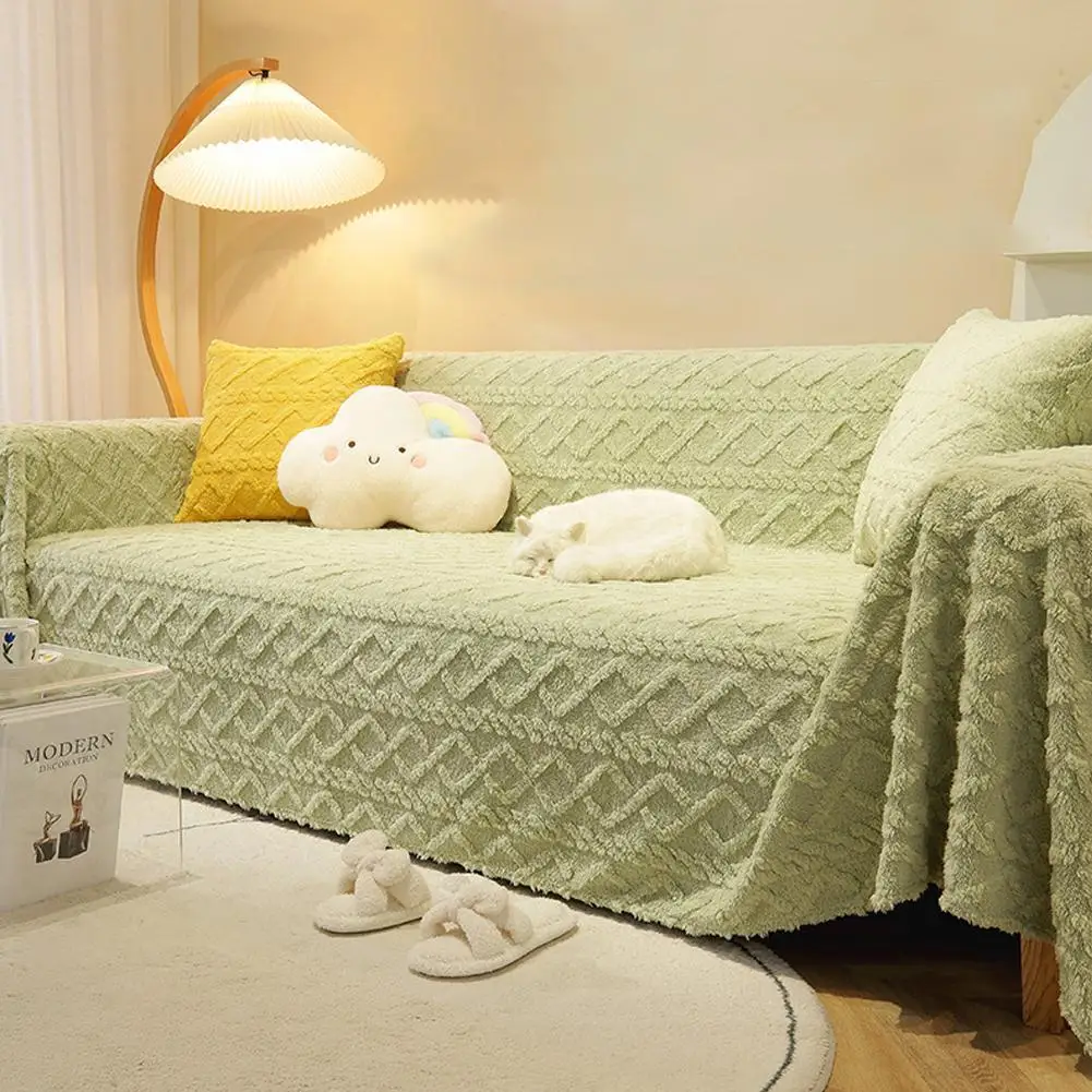 

Short Plush Thick Sofa Cover Color Sofa Cover Blanket Washable Dust Covers Sofa Anti Anti Couch Friendly Cover Skin Slip M8i3