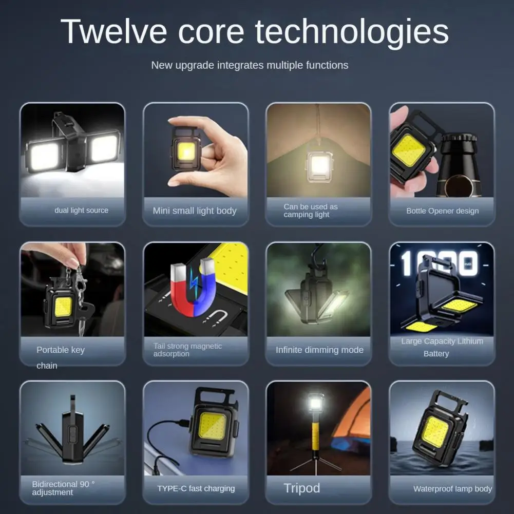 

Rechargeable Flashlight Led Flashlight Versatile Rechargeable Led Keychain Flashlight 1000 Lumens Multifunctional for Outdoor