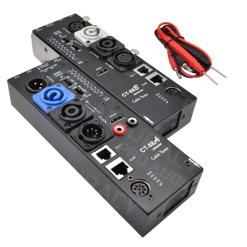 Фото [CN Stock] Тестер кабелей Accuracy Pro Audio CT-88 с поддержкой PowerCON, SPEAKON, XLR, DIN, RCA, BNC, 3.5 мм, 6.35 мм, RJ45, RJ11