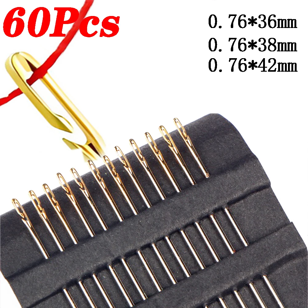 

12pcs/set Blind Needles Gold Tail Multi-size Side Opening Stainless Steel Darning Hand Sewing Needles Embroidery Tool DIY Needle