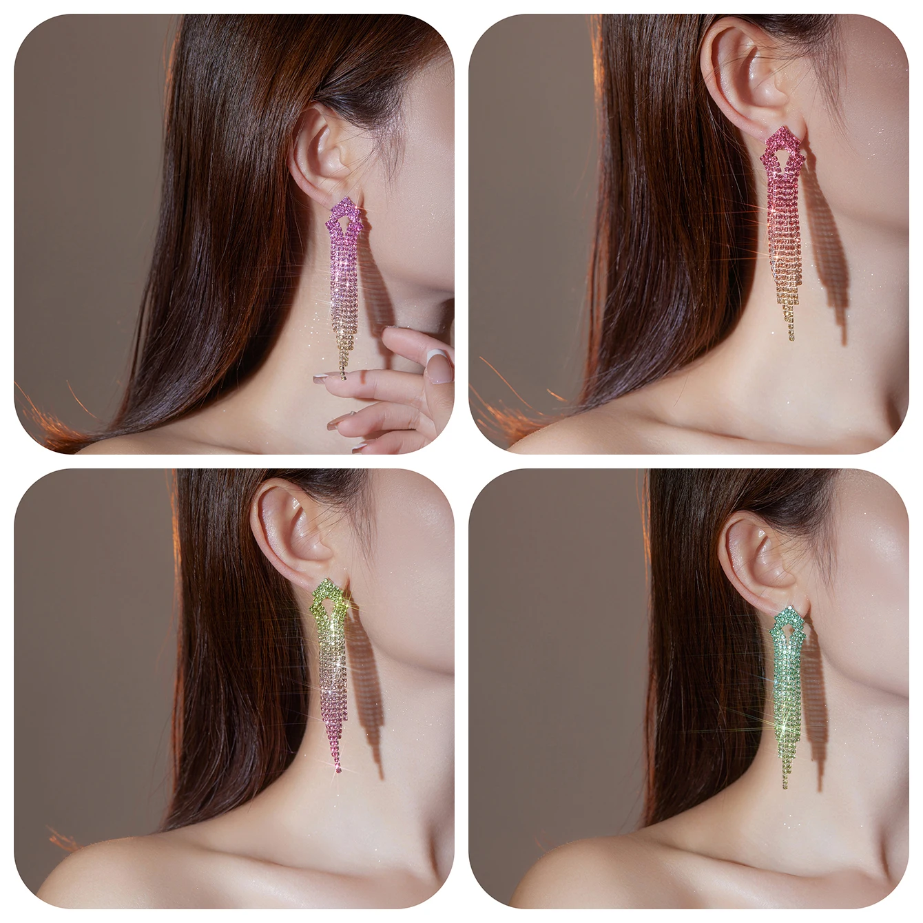 Длинные серьги в виде люстры с кисточками искусственными элементами для женщин