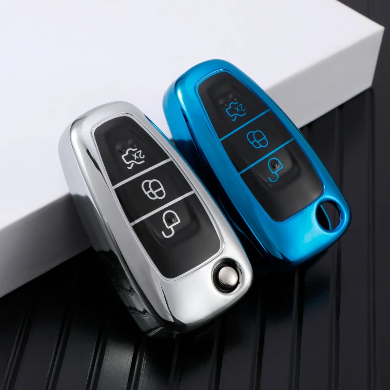 

Car Folding Key Case Cover Bag Keychain for Ford Focus C-Max S-Max Galaxy Mondeo Ranger Transit Tourneo Custom TPU Protector