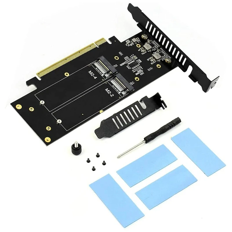 

M.2 X16 PCIe 4.0 X4 Expansion Card, Supports 4 NVMe M.2 2280 Up to 256 Gbps, Support Bifurcation Raid