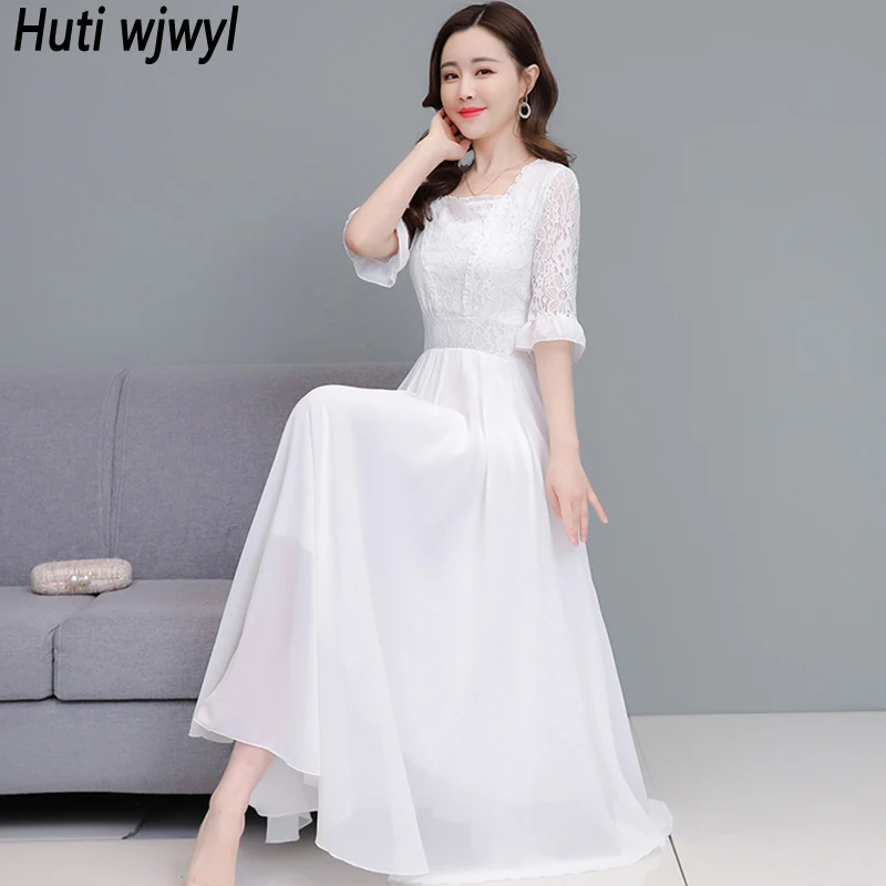 

Spring Summer Elegant White Evening Dress 2023 Vintage Party Red Wedding Long Dress Women Lace Sexy Bodycon Chic Prom Maxi Dress