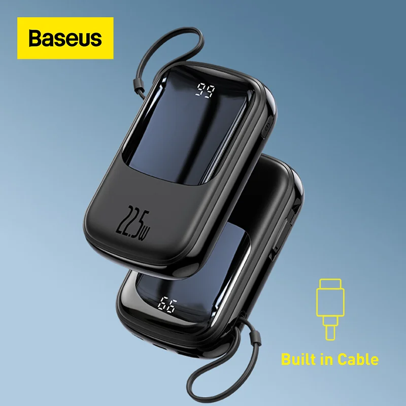 Baseus-batería externa para teléfono, cargador portátil de 20000mAh, PD, carga rápida, Cables...