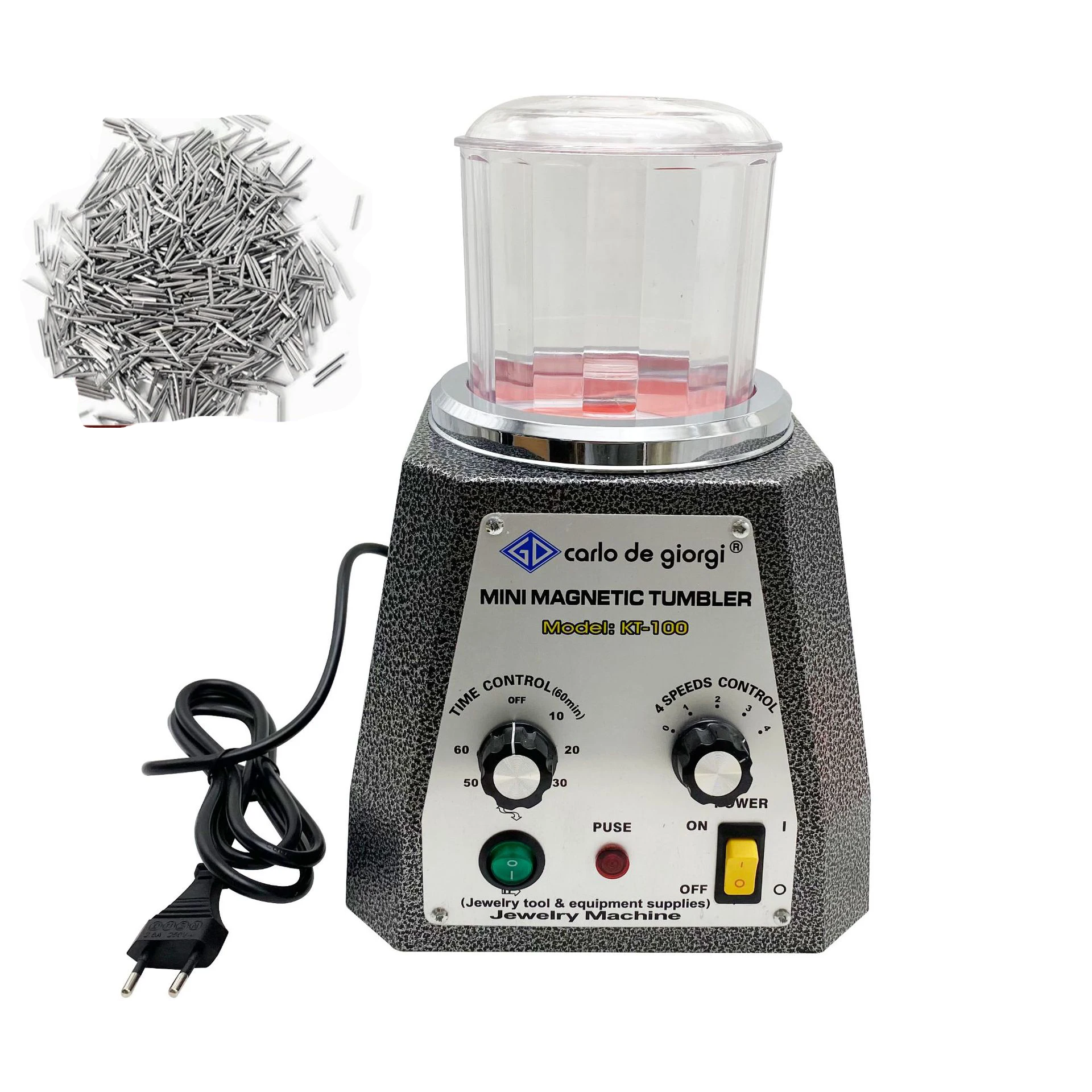 KT100 Magnetic Tumbler Polishing Machine Mini Magnetic Jewelry Polisher Tumbler Jewelry Tools