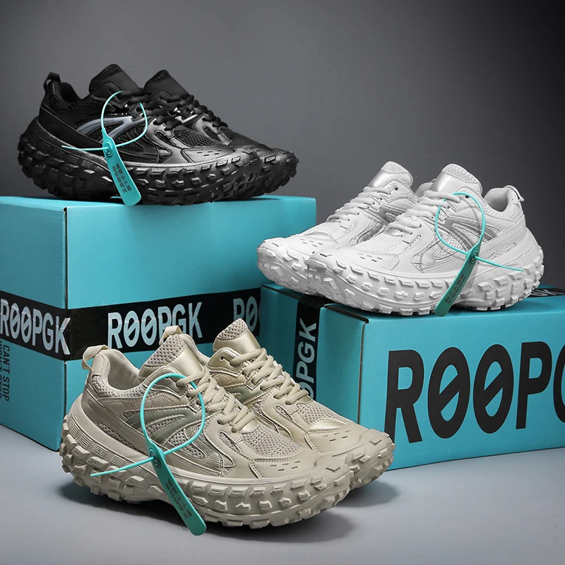 Tire Sneakers for Men Mesh Thick-soled Sports Shoes Casual Dad Shoes Students Four Seasons Hiking Runing Shoes Free Shipping