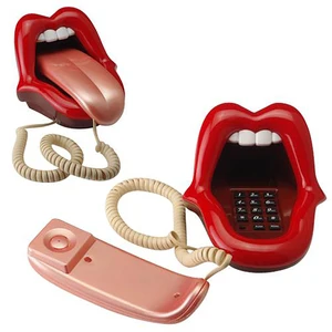 novelty tongue stretching sexy lips mouth corded phone telephone with led indicator audio pulse dial mini landline telephone free global shipping