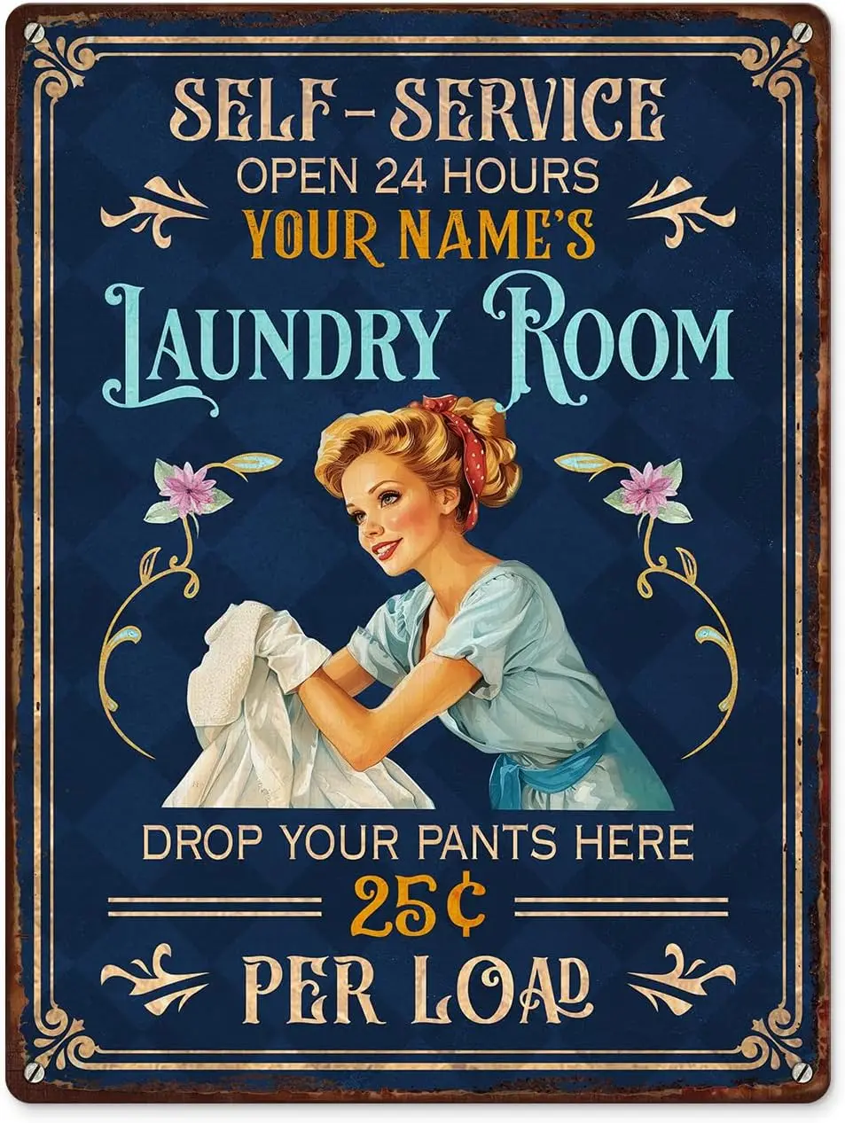 

e1, металлическая жестяная вывеска для прачечной на заказ, настенная художественная табличка на дверь, аксессуары для внутреннего украшения, винтажная стирка, сухая складка, персонализированная F