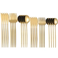 gold 24pcs cutlery set stainless steel dinnerware set golden knifes forks spoons kitchen tableware set eco friendly flatware