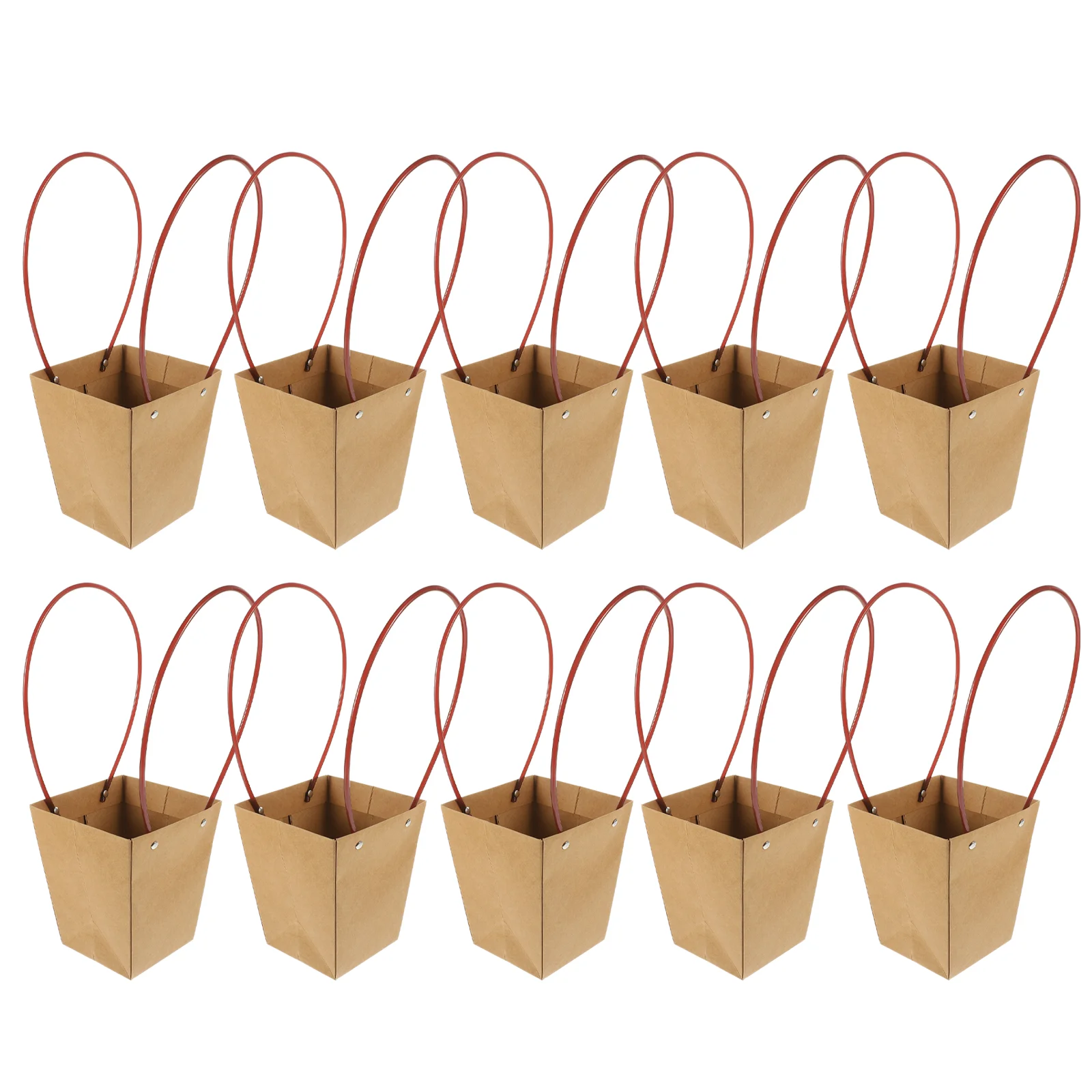 10 Pcs Kraft Paper Bag Paperboard Present Gift Bags Flower Medium Portable Pouch Child Size Box