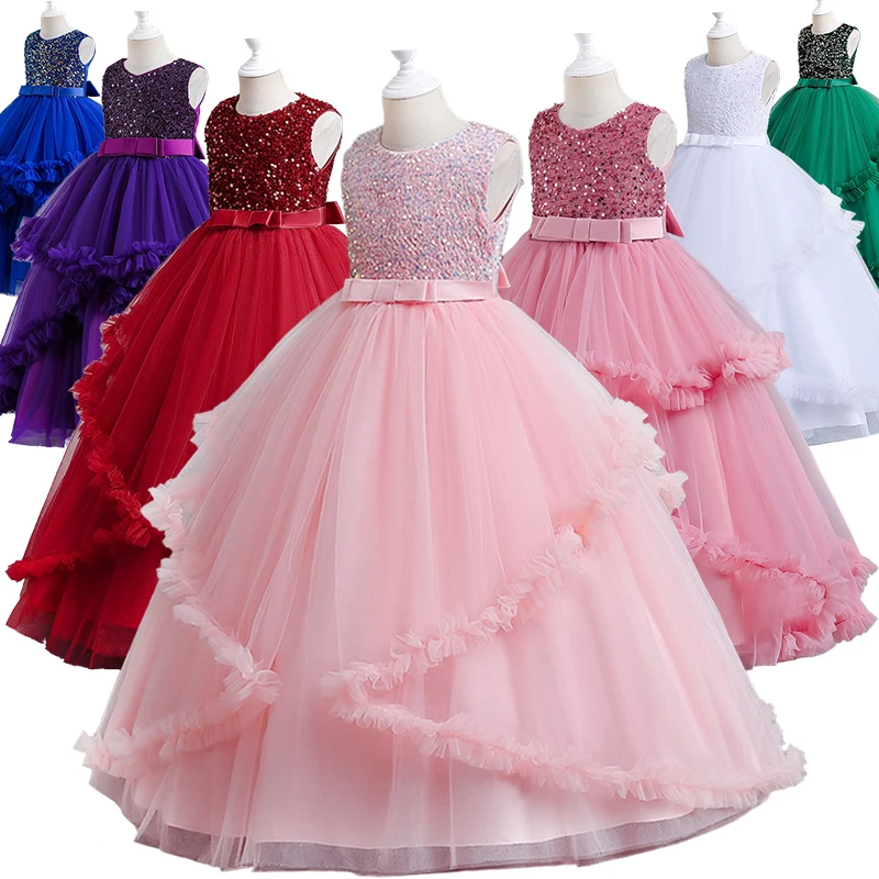 Детское вечернее платье из фатина с блестками