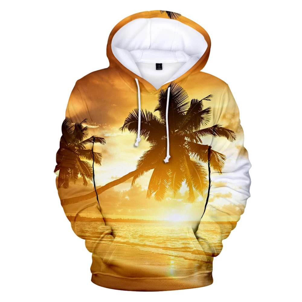 2022New 3D Coconut Tree Hoodies Men/Women Autumn/ WinterHoodie Print OceanSky Beautiful Seaside Sweet Beach Loose Hoody Coat |