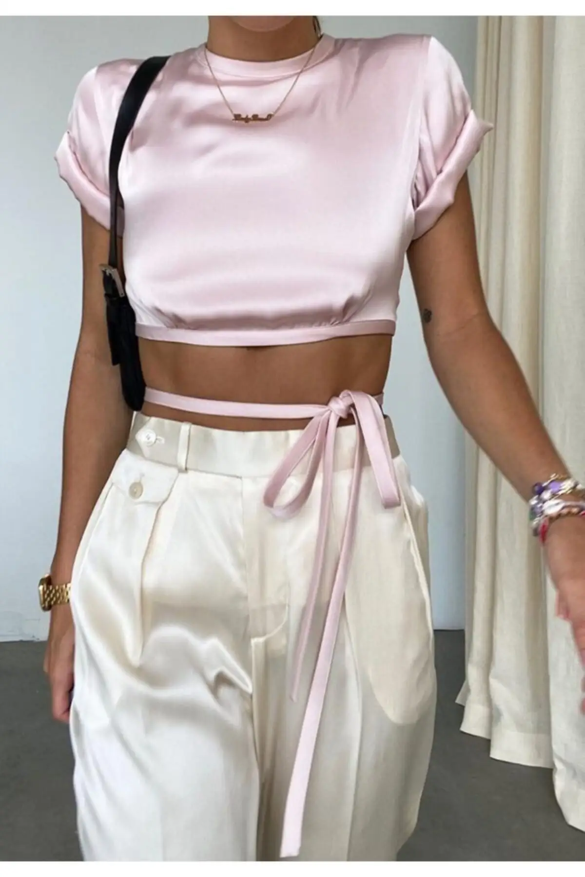 

Women's Bodysuit Powder Satin Tie Rompers Jumpsuits Fashion Sexy Sheath Skinny Summer Streetwear Outfits Overalls