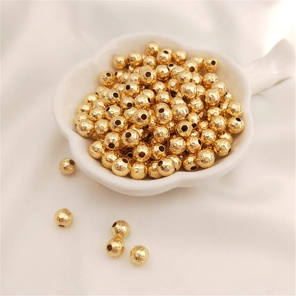 

14K Gold Filled Plated Embossed round beads scattered beads handmade DIY string of beads bracelet accessories with materials