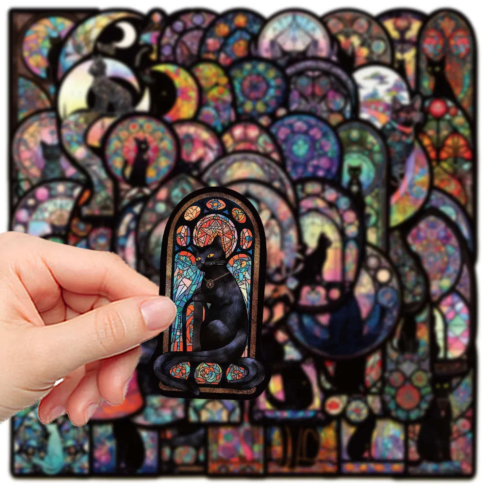 10/50 шт. темный готический собор стеклянная Кошка наклейки Телефон сделай сам