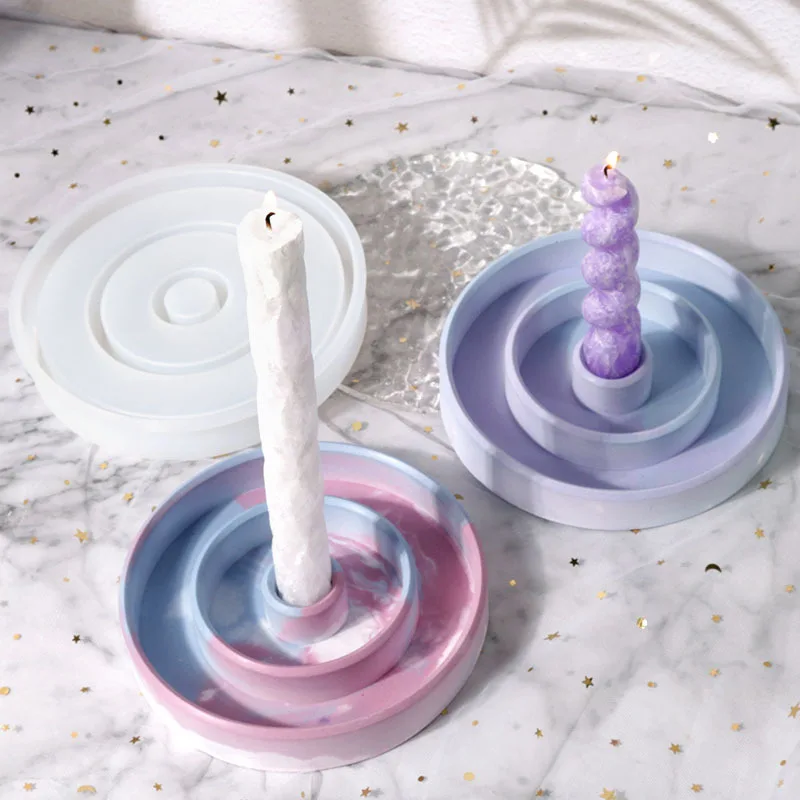

Round Candle Holder Silicone Molds DIY Cement Plaster Candlesticks Tray Mould Lipstick Storage Tary Mold Home Decor Handicrafts