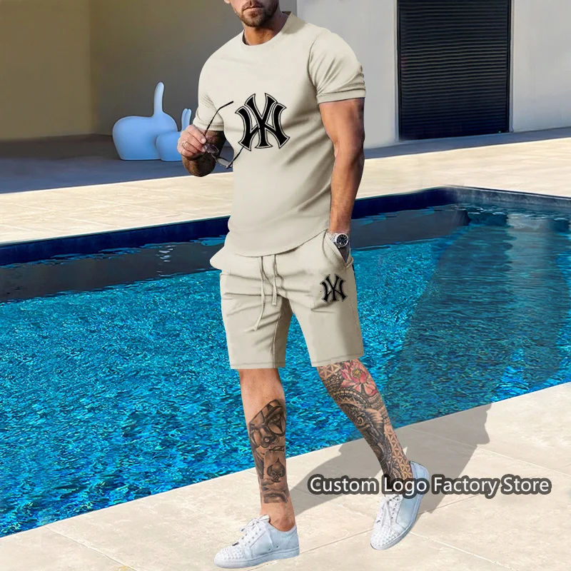 Cotton Set 2023 Summer Beach Style Set Men Oversized Cloth High Quality Sports Brand TShirts Shorts Sets 2 Piece Outfits for Men