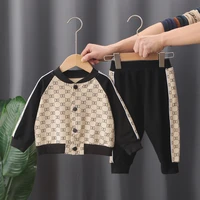autumn wear trend sports casual fashion kids clothes girls the boy cartoon full print stand collar long sleeve baby two suits