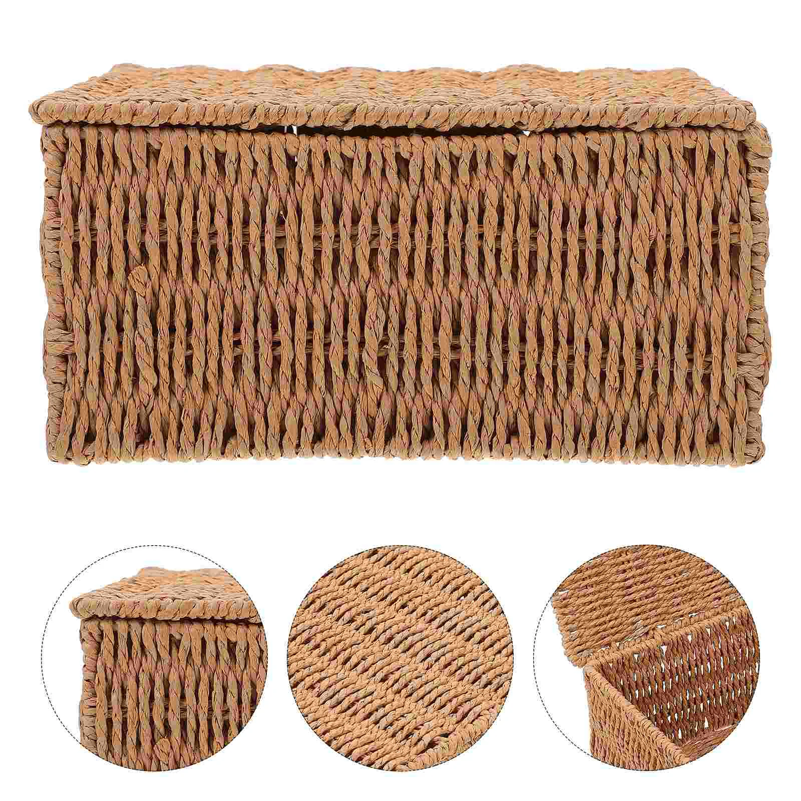 

Basket Storagebaskets Wicker Organizer Lid Seagrass Woven Rattan Lids Appearance Container Nesting Functional Nautral