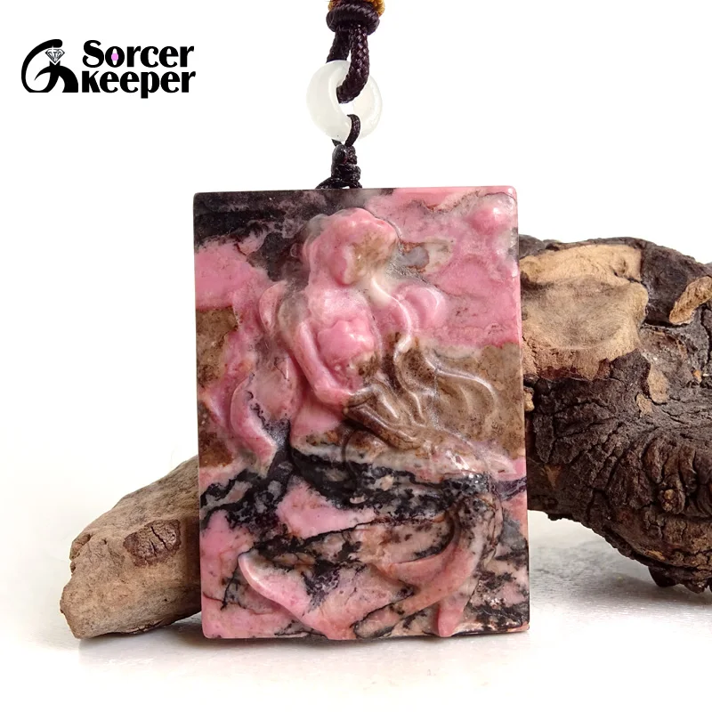 

Новая модная ручная резьба, Очаровательная Нефритовая Русалка и Родонит для изготовления ювелирных изделий, кулон, ожерелье, аксессуары для женщин BH370