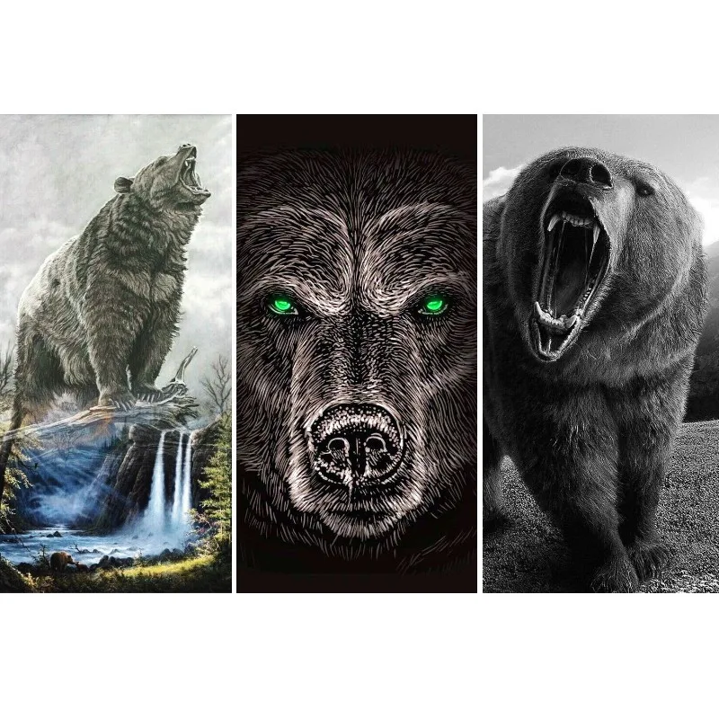 

5D DIY Spuare&round Diamond Painting Diamond Painting Cross Stitch Needlework Home Decor Angry Bear Animals Portrait Diamond Art