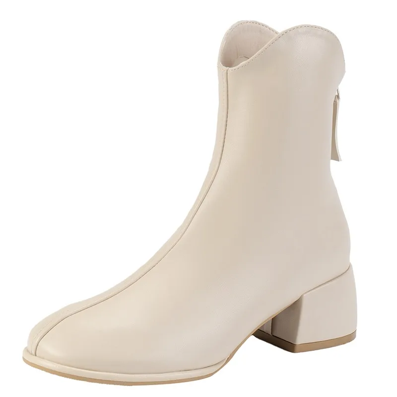 

Women's High Quality Solid Zipper High Heels Short Boots 2023 Winter New Designer Platform Shoes Chelsea Boots Zapatos De Mujer