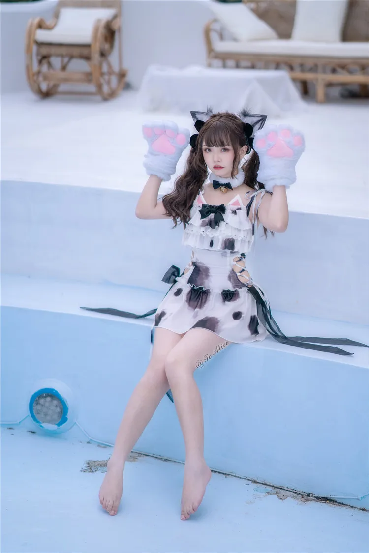 Women's Swimsuit Lovely Lori Cosplay Three Flower Cat Cow Cute Slim One Piece 2022 | One-Piece Suits