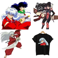 cartoon inuyasha anime iron on patches for clothes applique custom patches sticker on clothes heat transfer vinyl stickers