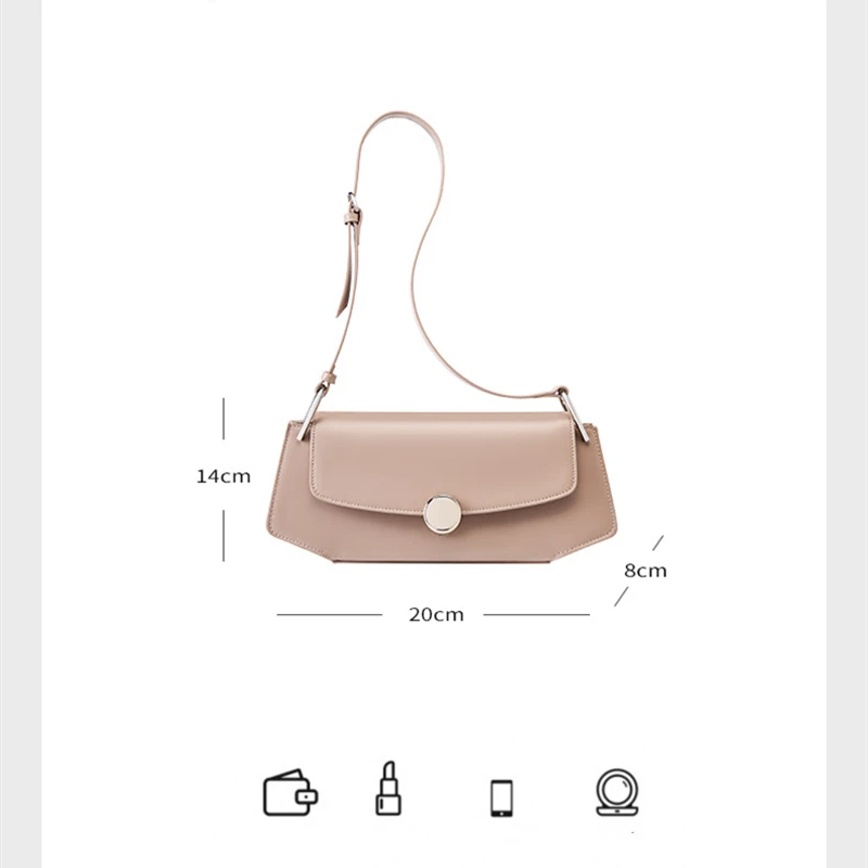 Luxury Designer Genuine Cowhide Leather Shoulder Bag for Women Vintage Ladies Armpit Bag High Quality Ol Commuting Underarm Bag