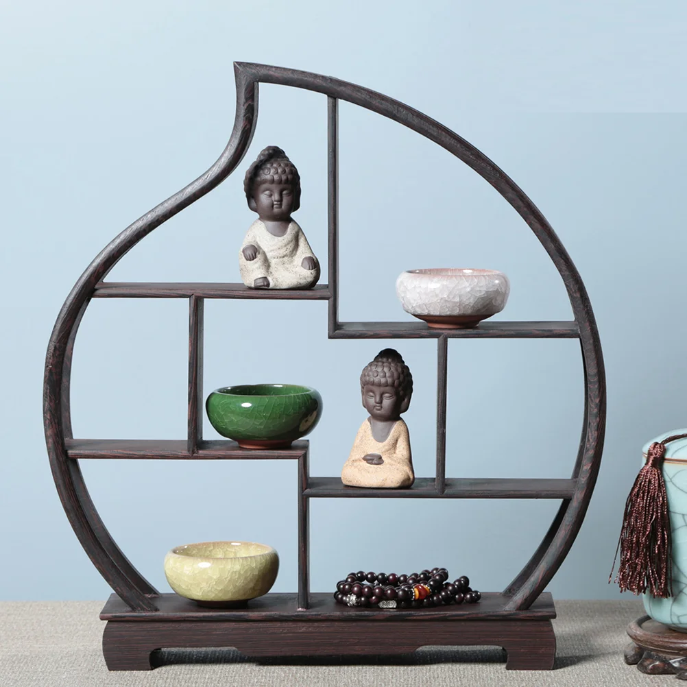

Wood Storage Shelves Vintage Display Stand Solid Shelf Statue Office