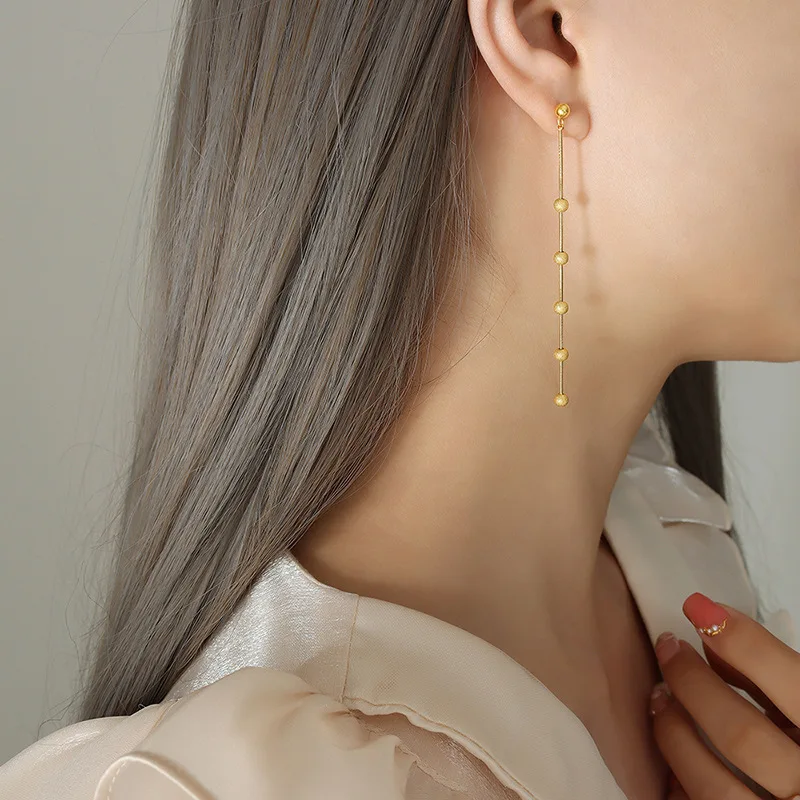 

Titanium Steel Gold Plated Long Earrings (new)